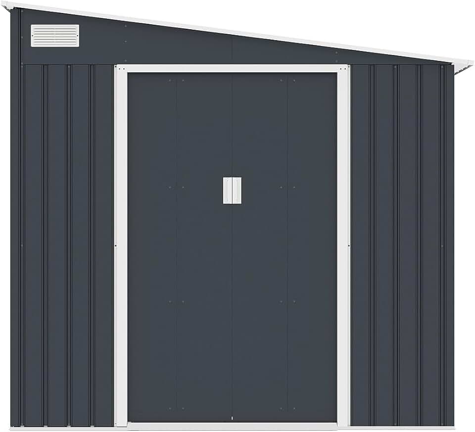 jardinite - abri de jardin métal adossé 5,49 m² acier anthracite DAUSTIN