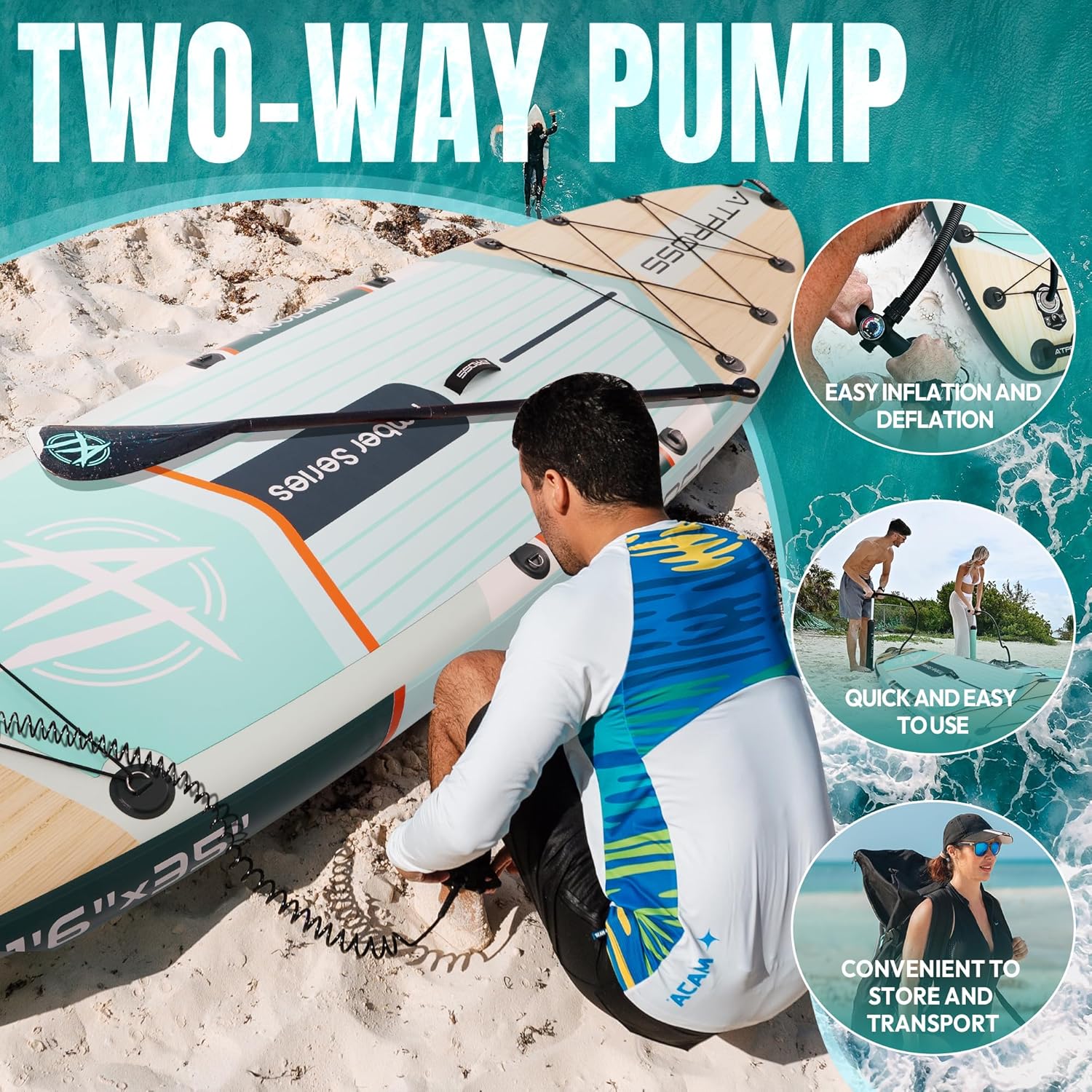 Planche à pagaie gonflable - adulte - 350x89x15 cm - 200 kg, kit SUP, grande stabilité