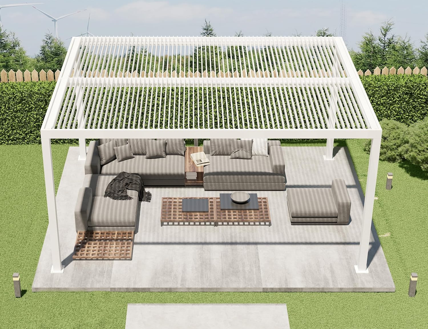 jardinite - Pergola Bioclimatique, 4,8x3,68m, aluminium, lames orientables