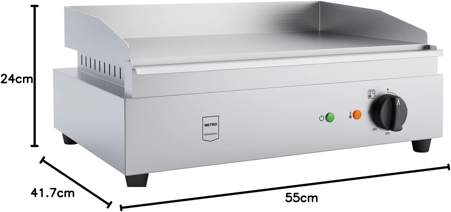 METRO - Plancha électrique inox - 55x41,7x24 cm - ramasse-jus, protection surchauffe - GEG2101