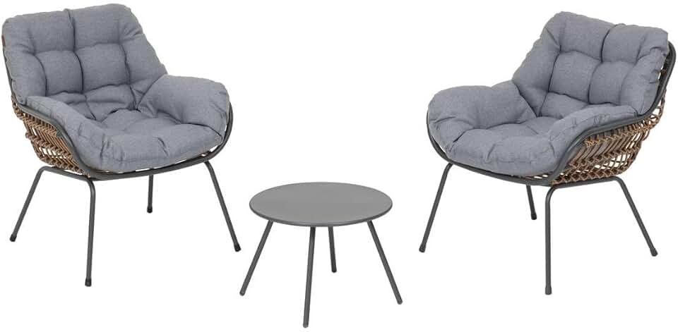 jardinite - Paopao Duo - dimensions compactes - résine tressée, acier anticorrosion, coussins inclus
