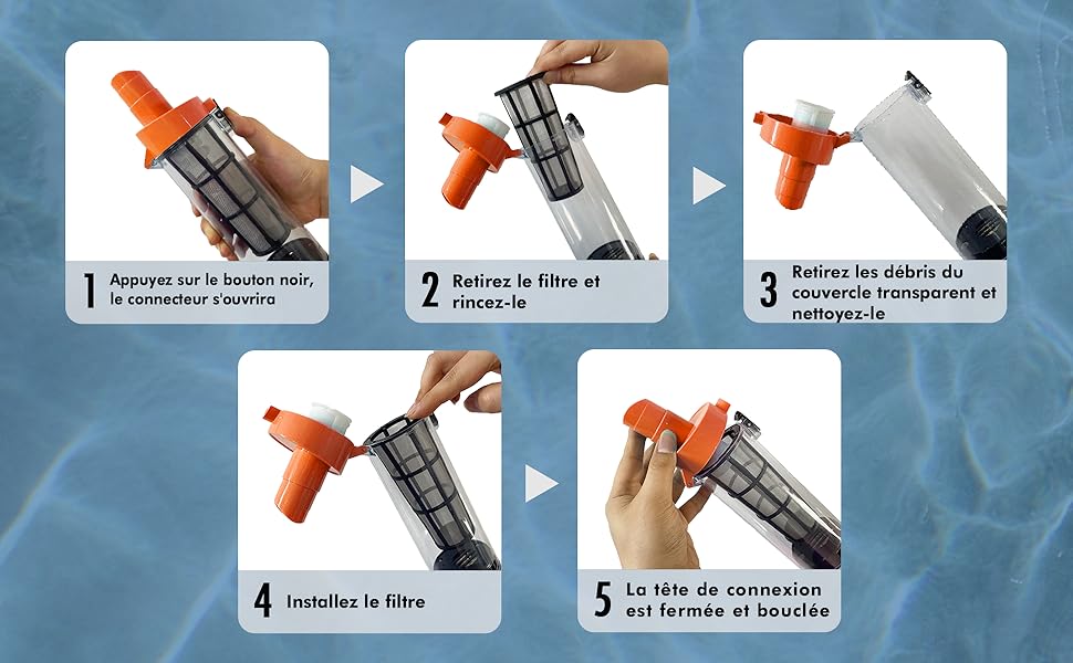 Manuel d'instructions étape par étape montrant des mains illustrant le processus d'installation de ce qui semble être un système de montage, avec des étapes numérotées de 1 à 4.
