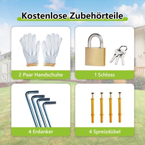 Abri de jardin avec toit à pignon, remise à outils 6x8 pieds, abri à outils en métal avec double portes et serrure, résistant aux intempéries avec sol, pour vélos et outils de jardin, gris