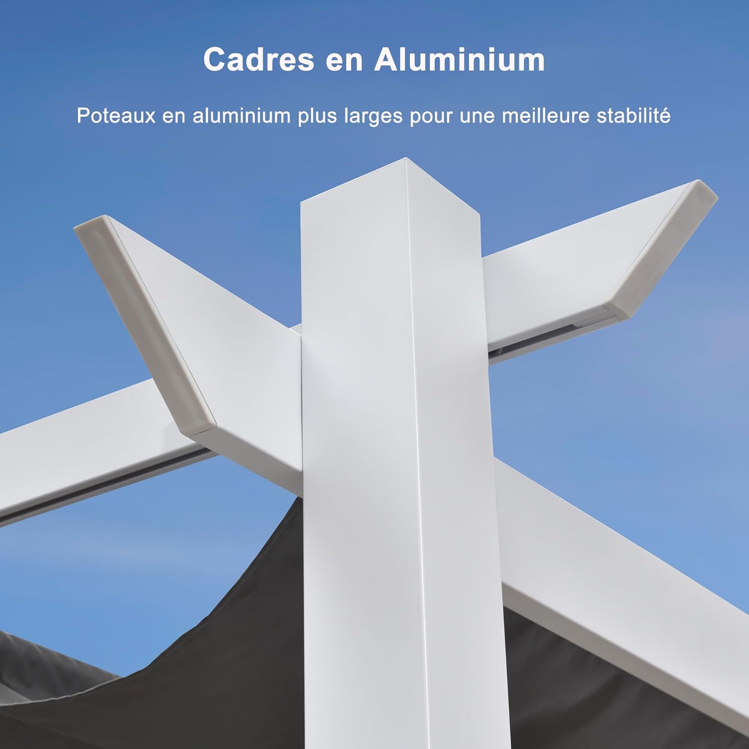 jardinite - pergola aluminium série - 4x3m - toit métal blanc, toile rétractable, étanche