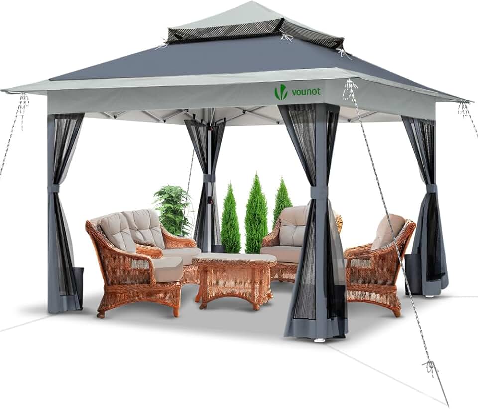 jardinite - tonnelle de jardin - 3.6x3.6m - moustiquaire, acier, toits doubles, anti-UV