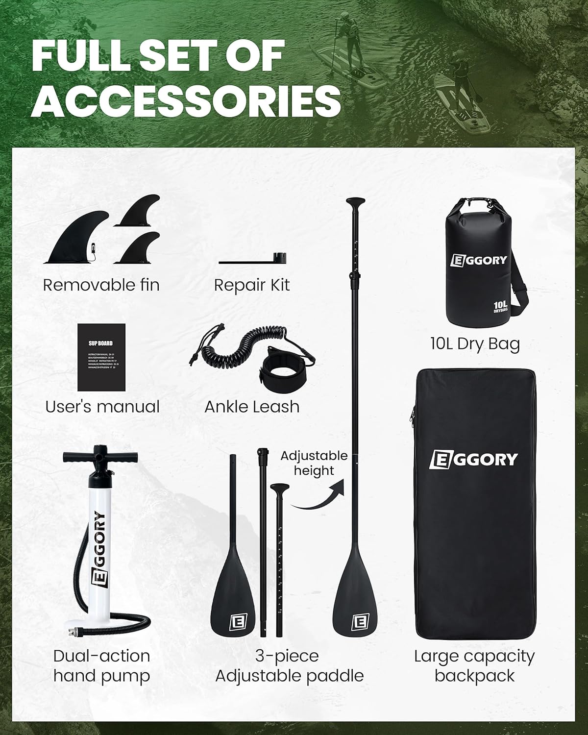 Stand Up Paddle Gonflable - accessoires complets, pompe, sac à dos