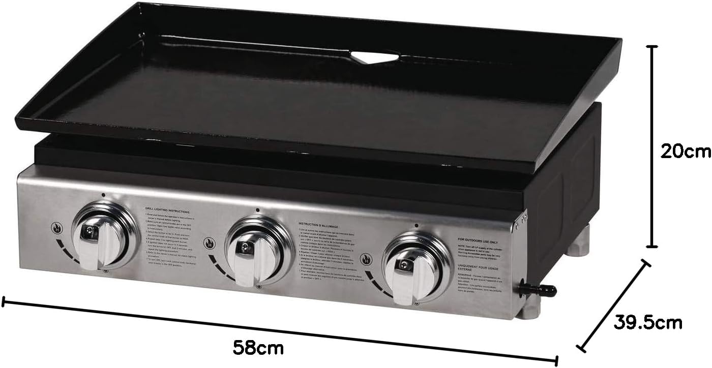 Plancha - Presto 3 brûleurs - 7,5kW - 60x40cm - Gris