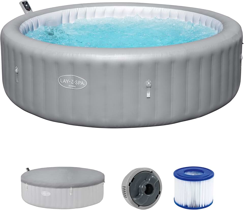 jardinite - Hawaii MaxHold EnergySense UltraFit - 2,36m x 71cm - AirJet rond gris - 8 places