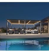 jardinite Pergola Bioclimatique en Aluminium 3,5 x 5,5 m, Tonnelle de Jardin Exterieur Imperméa...