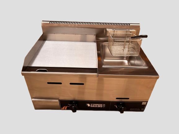Plancha gaz inox combinée friteuse, 9400W, butane/propane
