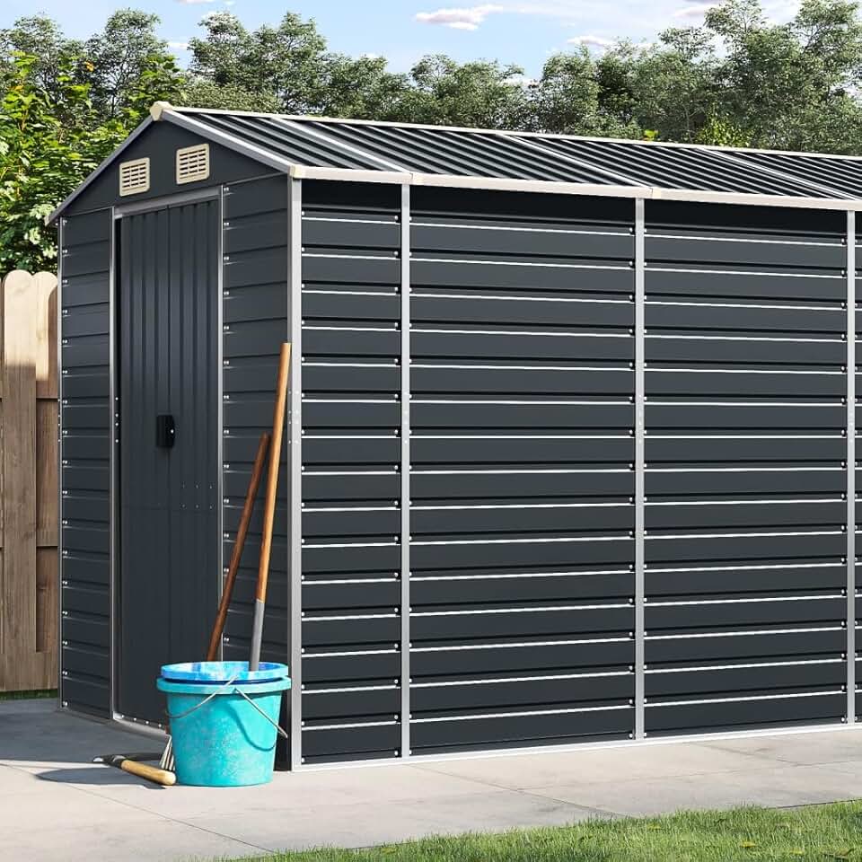 jardinite Abri de Jardin Anthracite 191x640x198 cm Acier galvanisé,Abris De Jardin,Abri De Stockage pour Jardin,Abri D'Outils De Jardin