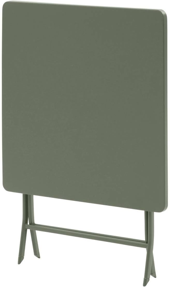 jardinite - Greensboro carrée 2 places - acier vert antirouille - table pliante jardin