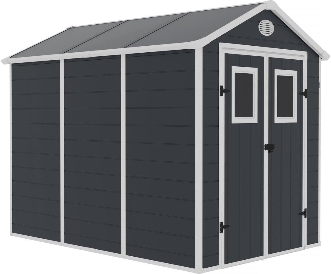 jardinite - Abri de Jardin Résine Texas 5.23 m² Anthracite - Ancrages Intérieurs - Antirouille/Anti-UV