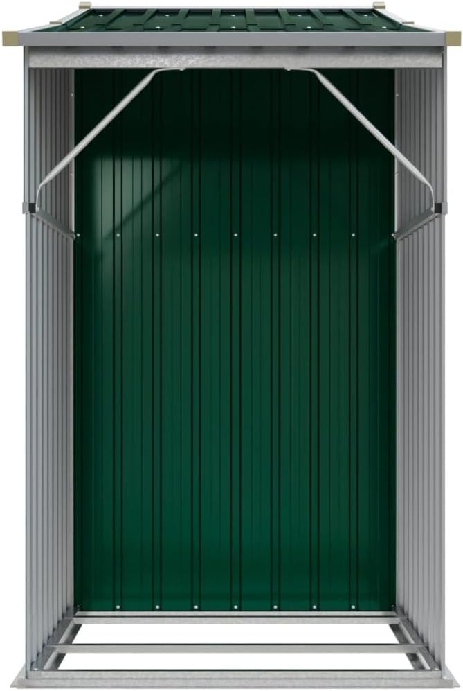 Abri de jardin en acier galvanisé avec toit incliné et solution de stockage de charbon – 277 x 93 x 179 cm – Design vert durable