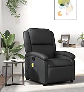 jardinite Fauteuil de massage en cuir véritable Noir