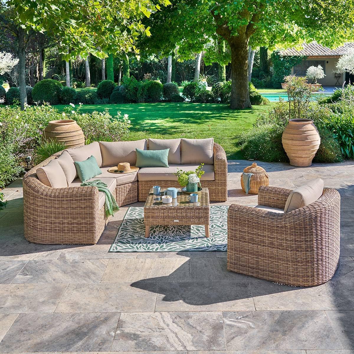 jardinite - Mooréa Savana salon d'angle 5 places - aluminium époxy rustproof - extérieur terrasse
