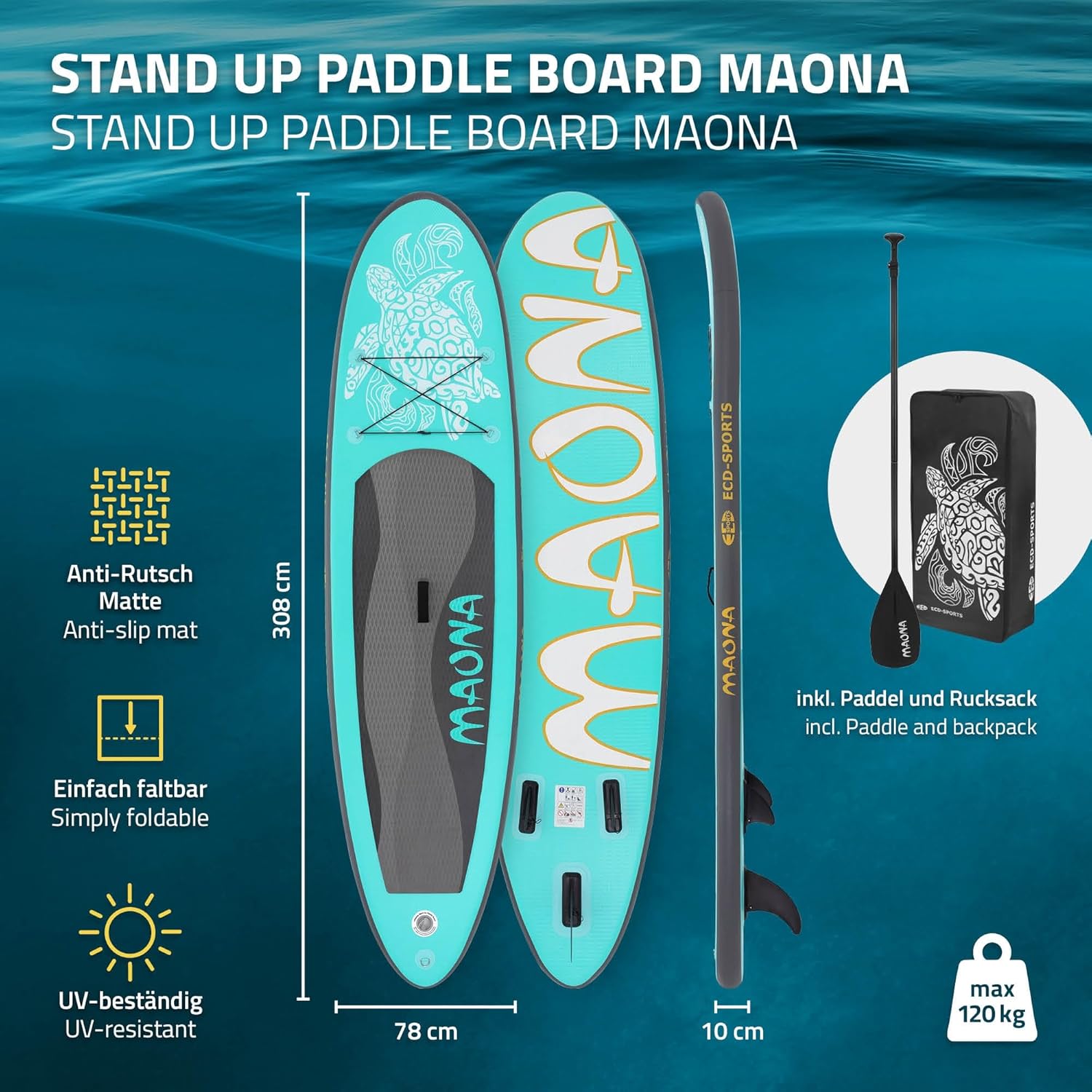 jardinite - Stand Up Paddle Gonflable - 305/308/320/380 cm - PVC 120/150 kg 10/15 cm