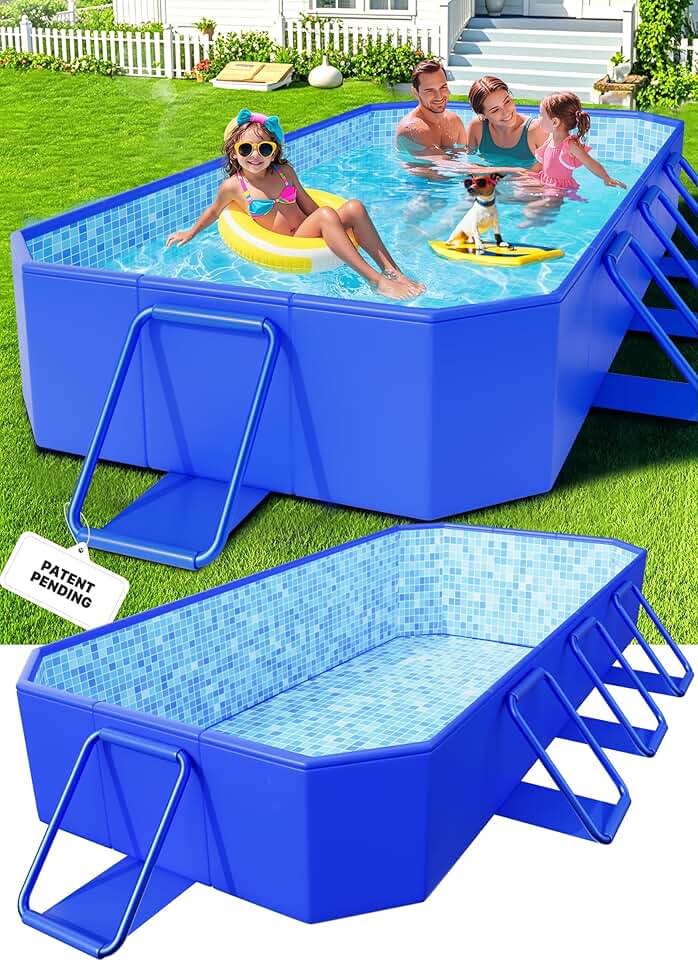 jardinite - Piscine Tubulaire Metal Frame - 229x127x51 cm - rectangulaire, surdimensionnée, pliable, facile à ranger