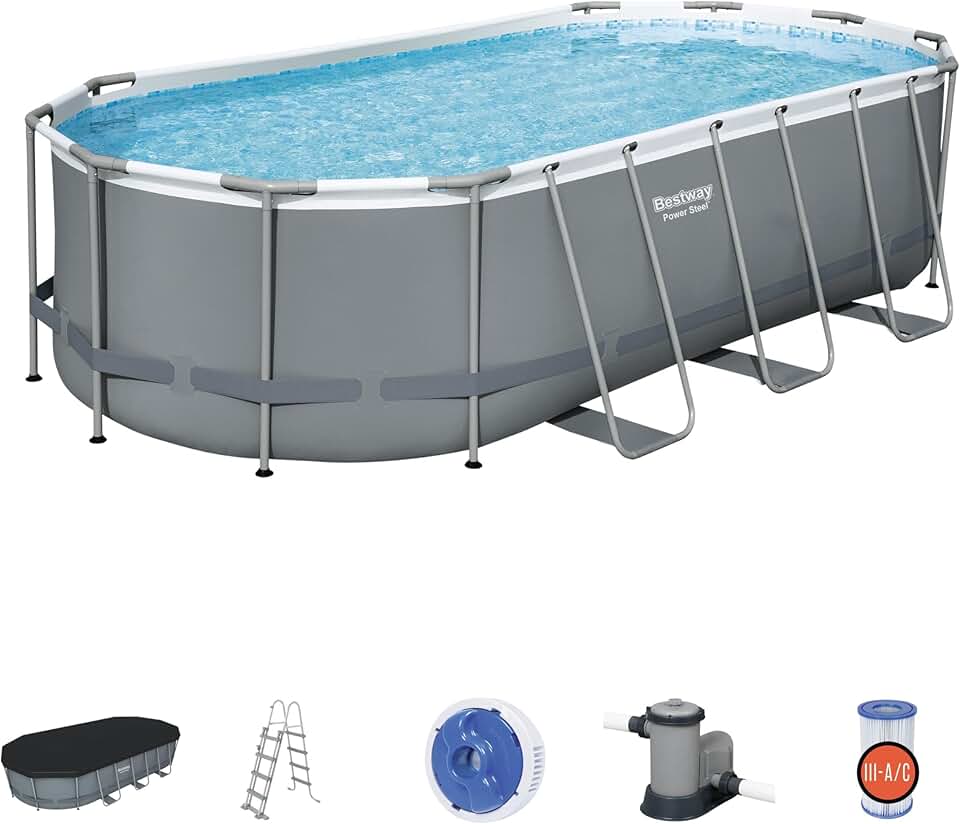 jardinite - Power Steel - 549x274x122cm - Piscine hors sol avec accessoires