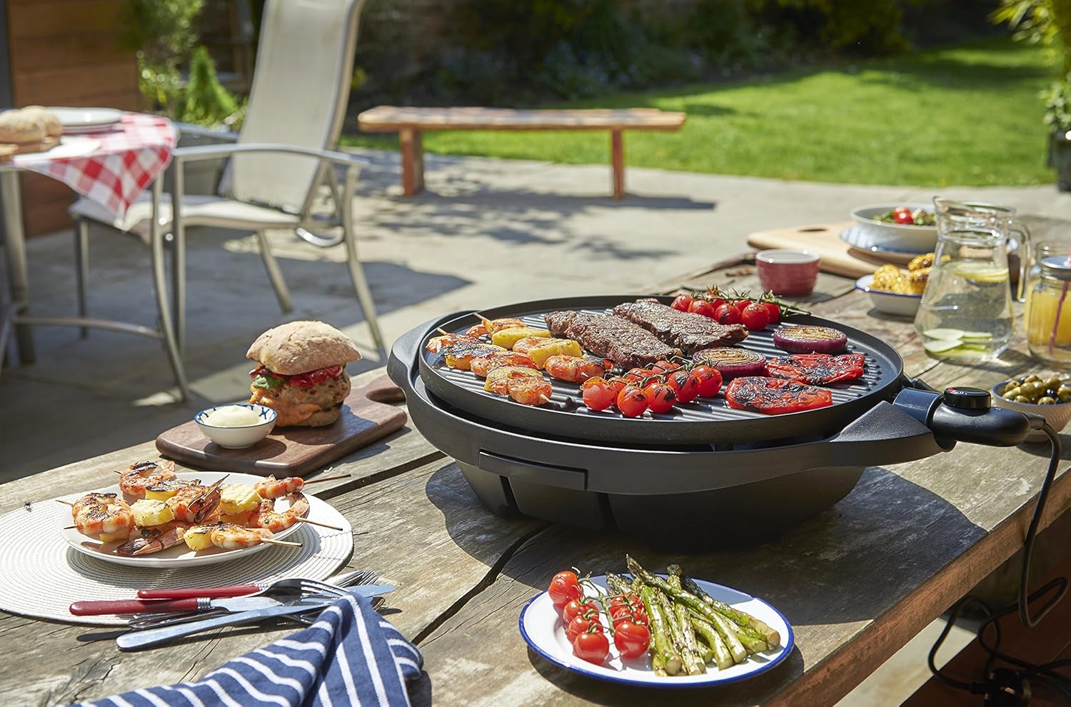 jardinite - Barbecue 2 en 1 - 44,5cm - Électrique, grill avec bac à graisse, 2400W, 22460-56