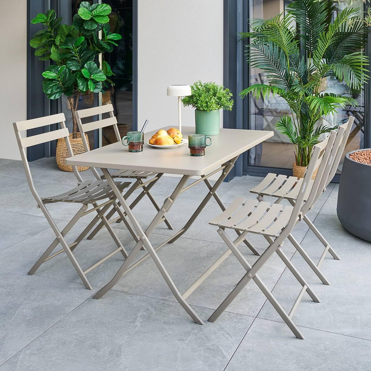 jardinite - Greensboro - 4 places - Table pliante rectangle acier antirouille