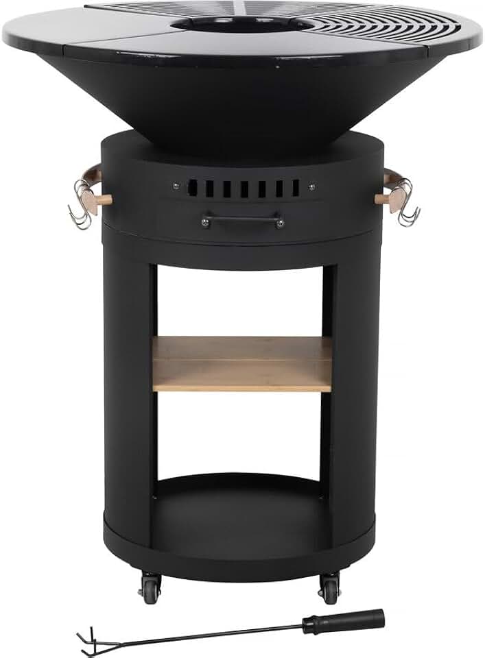 Cesar - Premium jardinite plancha barbecue Ø81 cm - charbon/bois, noir