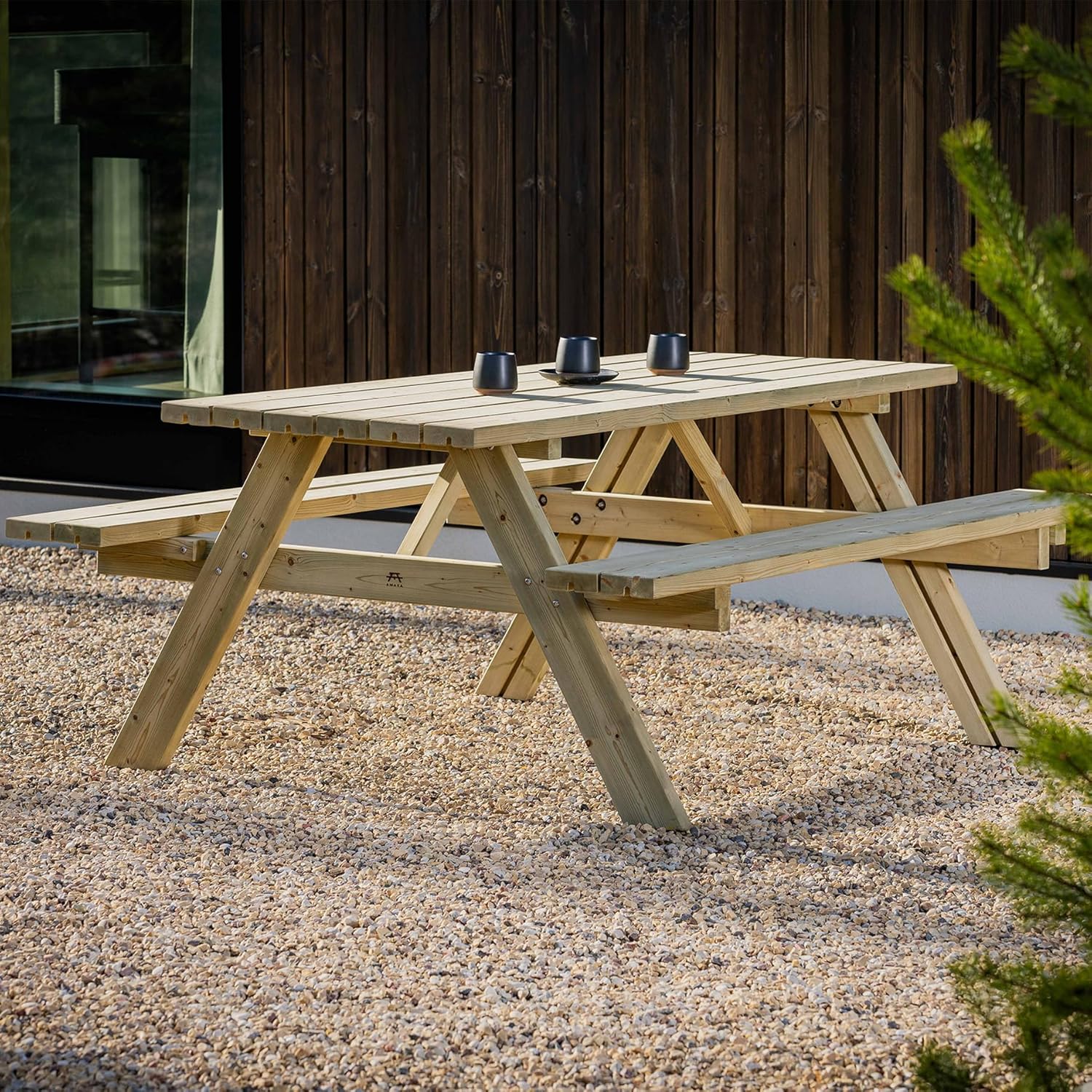 Table de Pique-Nique - Collection UNGURS - Résistante aux intempéries - Sièges pliants, idéale jardin_extérieur - jardinite-