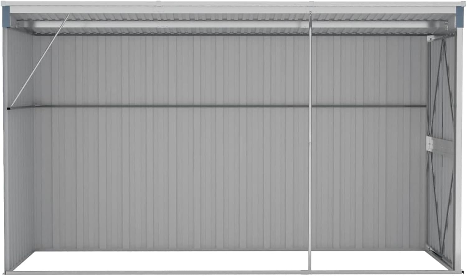 Abri de jardin mural acier galvanisé 118x288x178 cm - gris