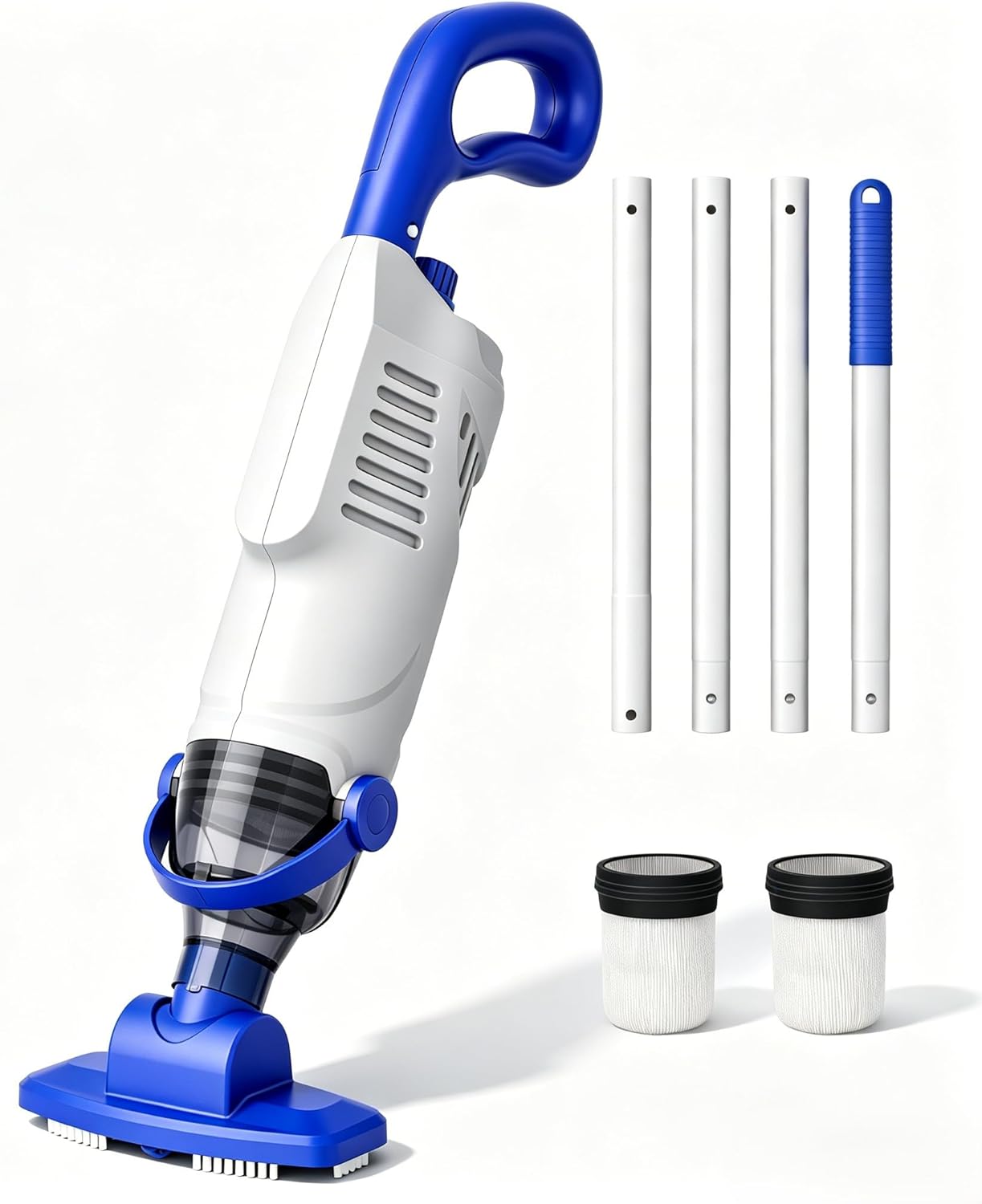 Aspirateur piscine manuel - 60 min autonomie - filtres & brosse - compact