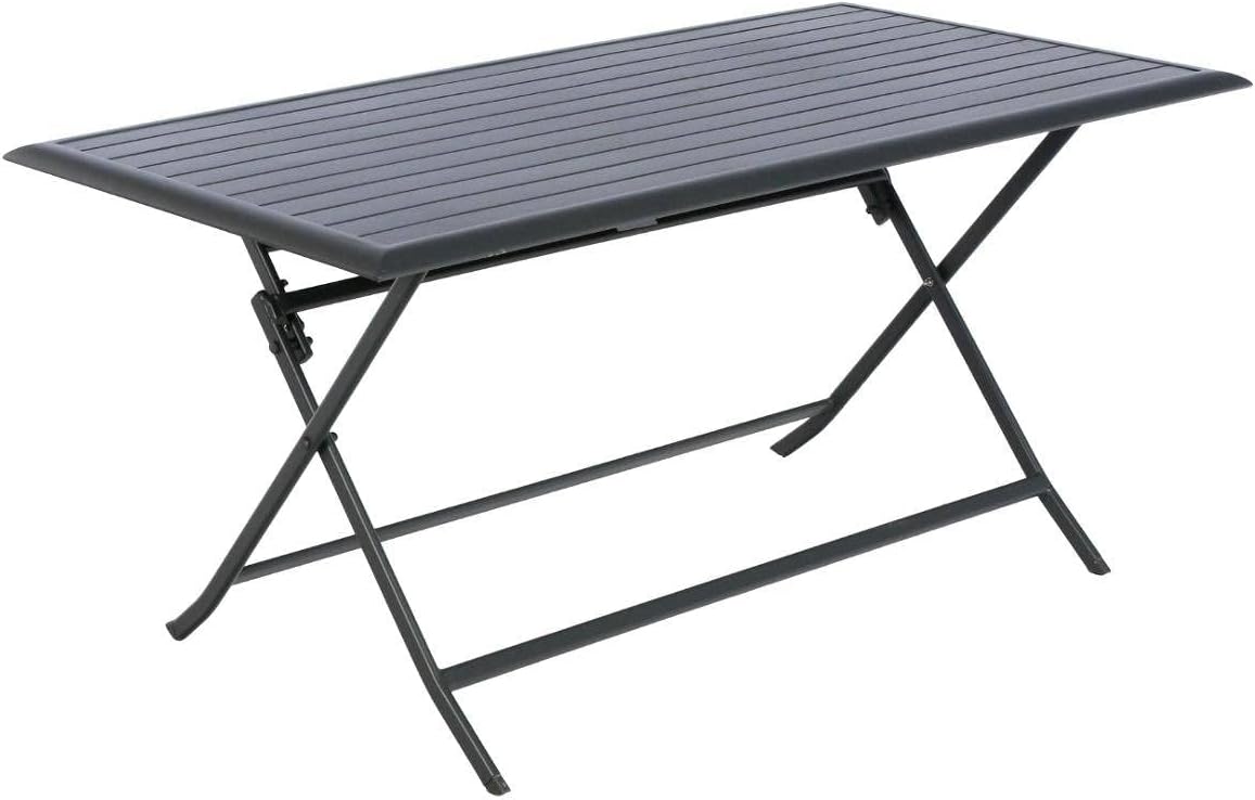 jardinite - Azua table de jardin pliante 6 places, aluminium gris