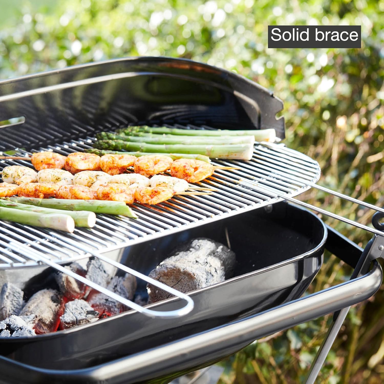 Barbecue charbon - acier émaillé Ø56x34 cm - noir - cuisson polyvalente