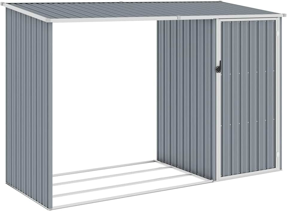 jardinite - Abri de jardin 2 en 1 - étagère métal/gris - rangement bûches