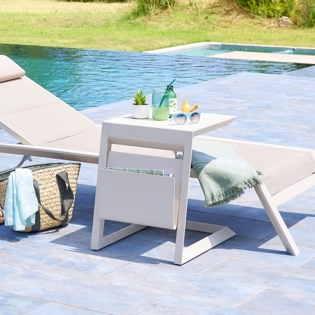 jardinite - Allure table de jardin carrée 55x45x55cm aluminium argile