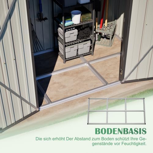 Abri de jardin métal 8x4 pieds, brun, résistant, cadre stable, spacieux