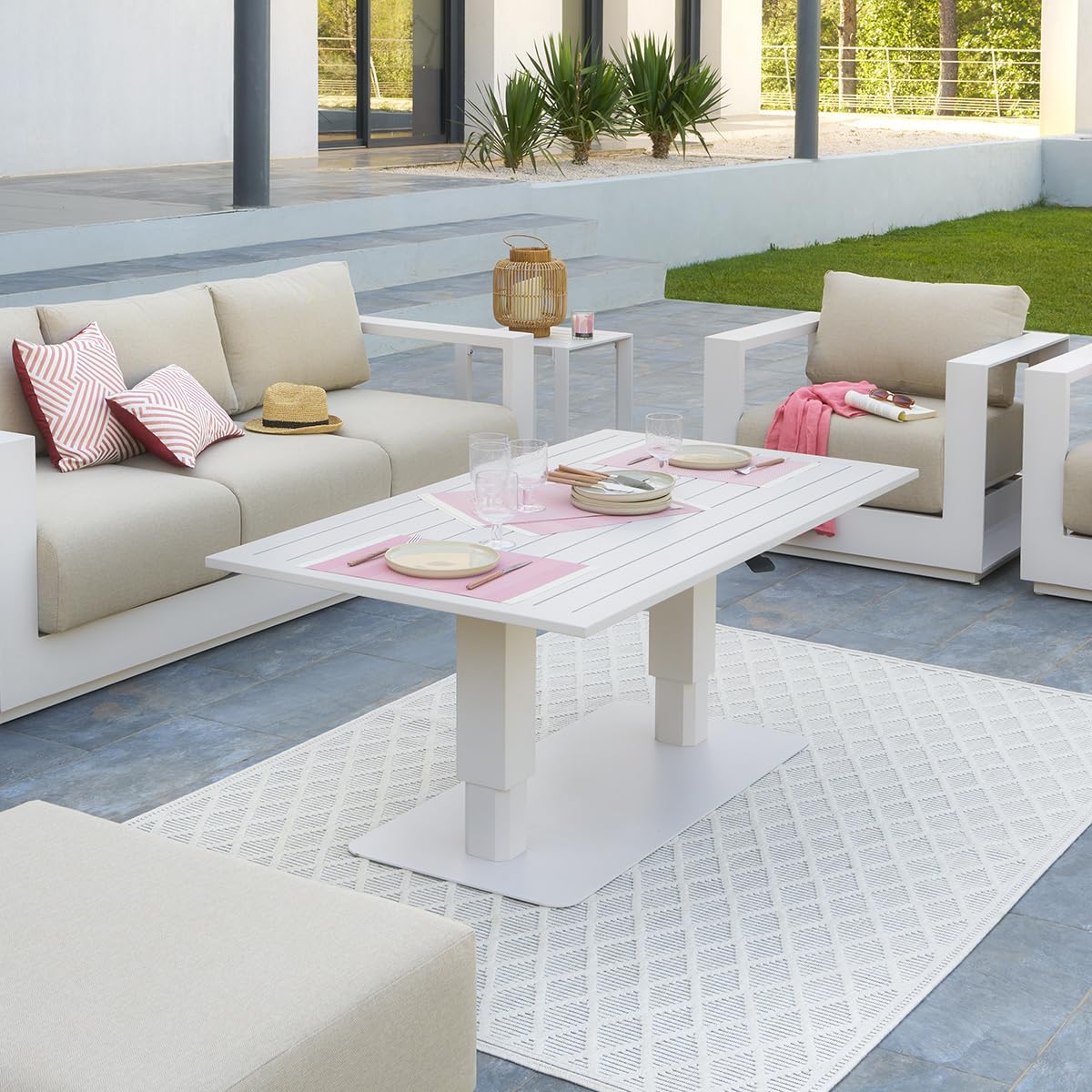 jardinite - Salimia - 150x80 cm - table jardin relevable, alu, 6-8 pers