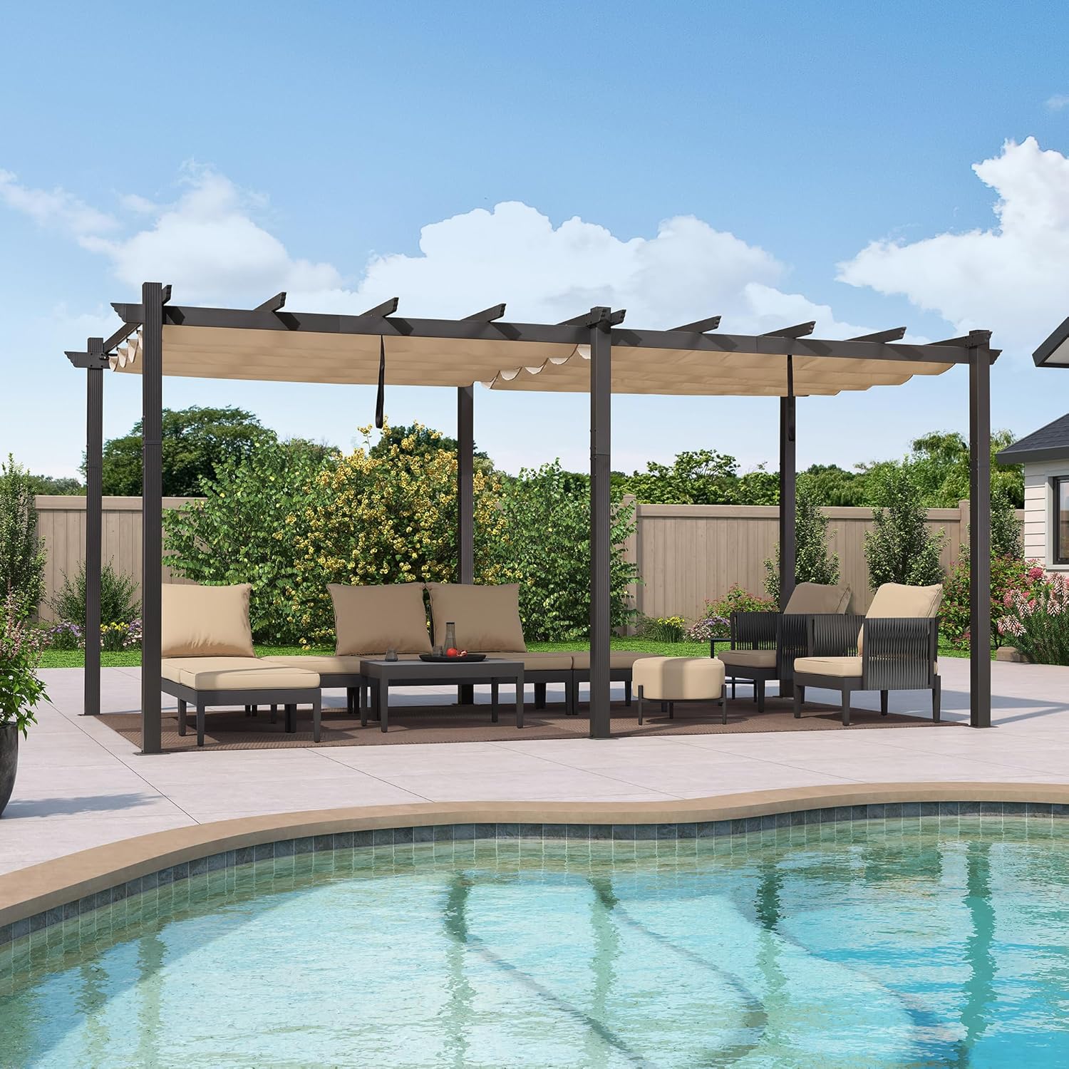 jardinite - Pergola aluminium 5,5x3m toit coulissant extérieur