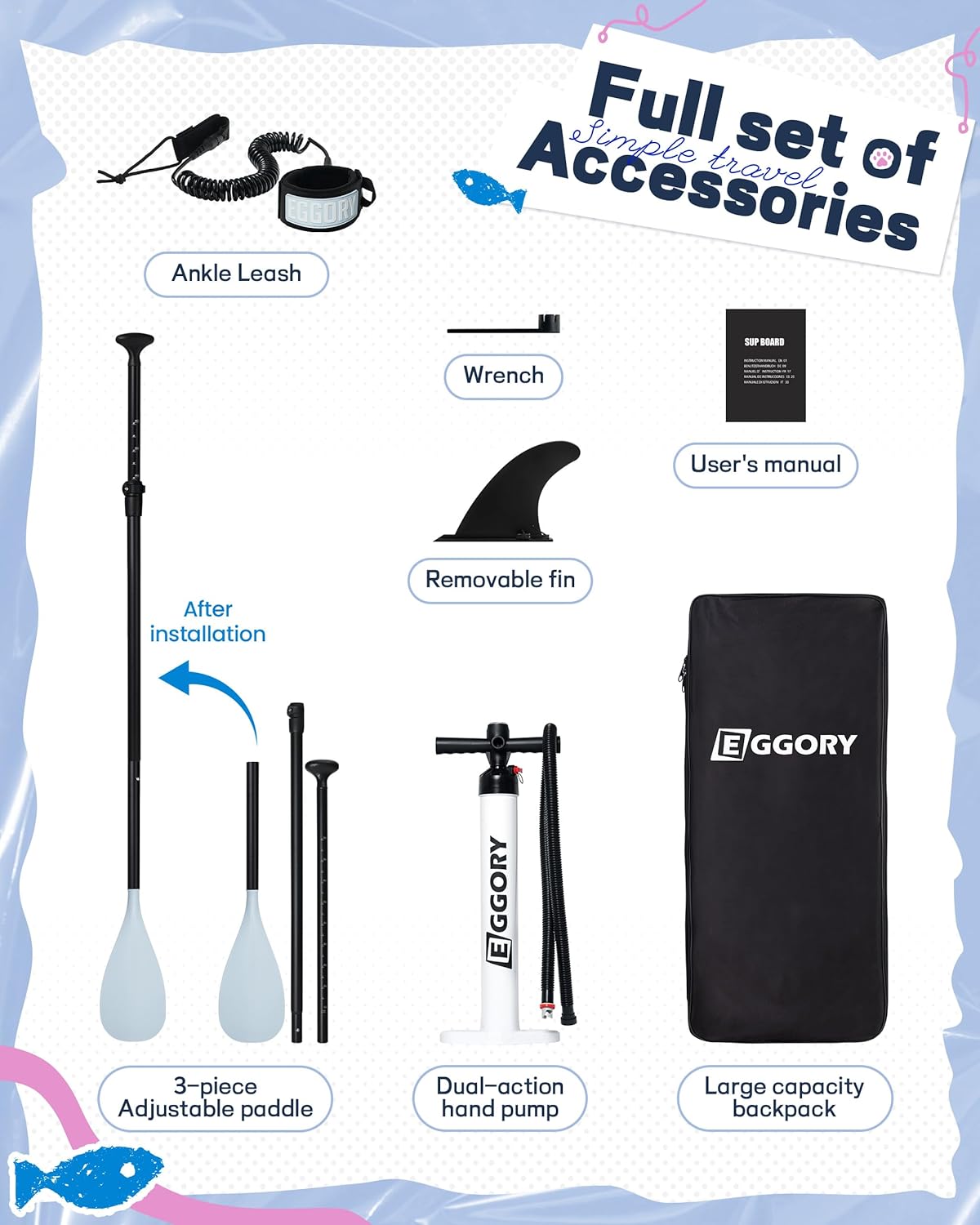 Planche de Paddle Gonflable - kit complet, pompe, sac, sangle