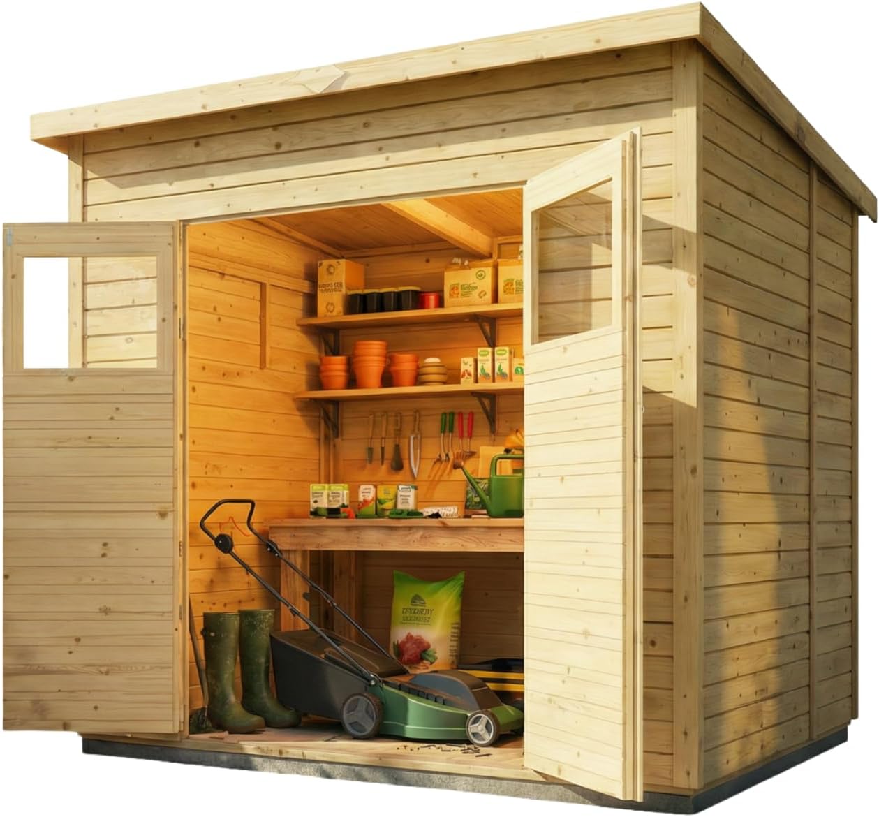 Carlsson - Mollie - abri de jardin bois, rectangle, toit monopente, panneaux préfabriqués