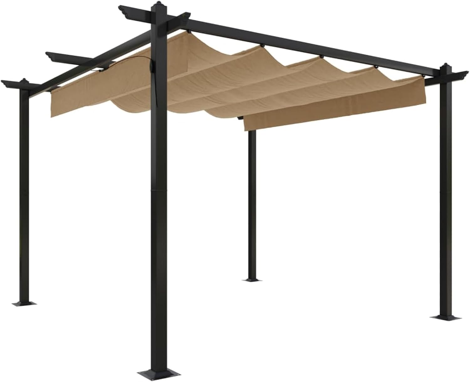 Tonnelle de jardin - toit extensible, étanche - 3x3m - taupe