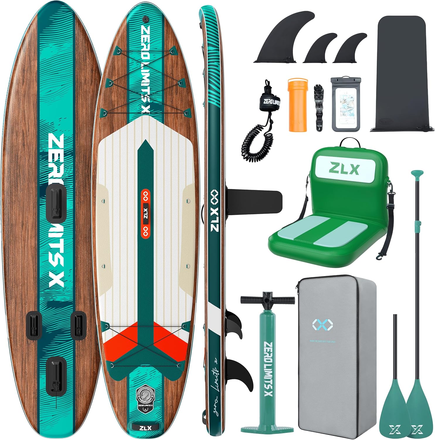 ZLX - Paddle gonflable 2 places - 320x84cm - siège kayak, kit complet, débutants et tous niveaux