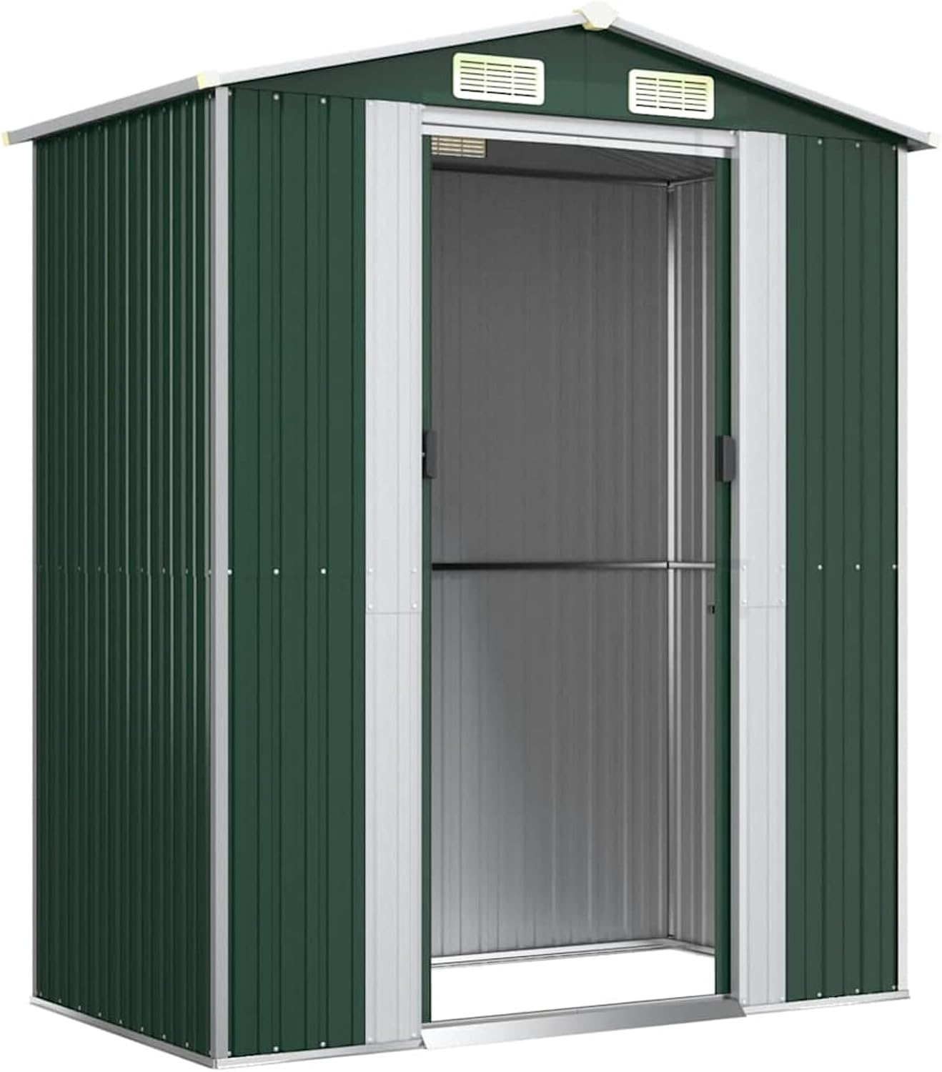 Abri de jardin acier galvanisé vert, 192x108x223cm, extérieur