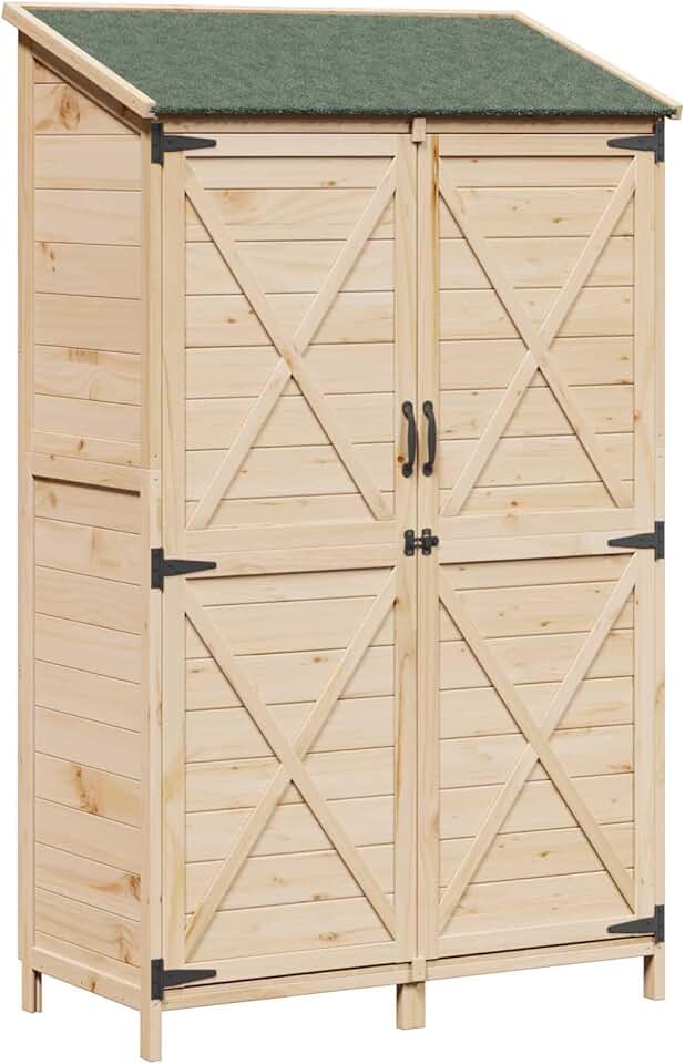 jardinite - Abri de jardin bois naturel - 106x56x176,5cm - spacieux, aéré, résistant intempéries