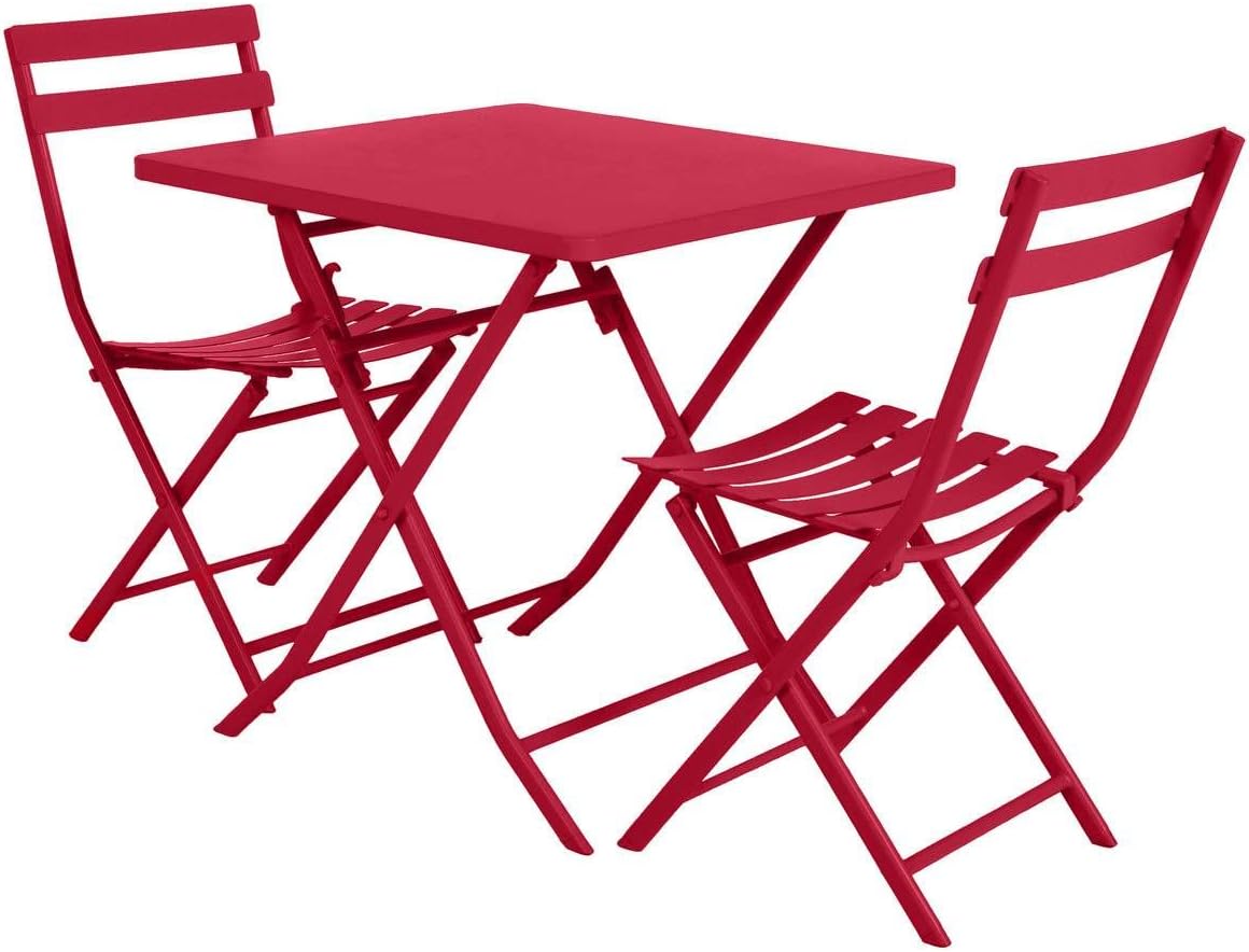 jardinite - Greensboro - 2 places 70x70 cm - table de jardin pliante acier renforcé
