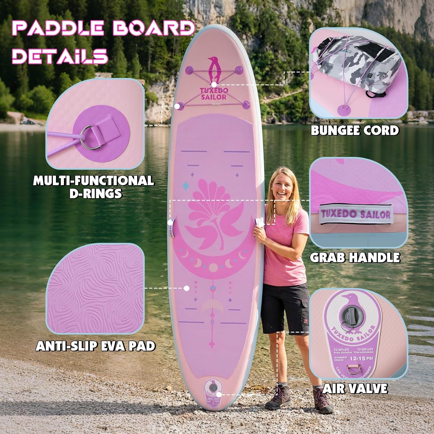jardinite - Paddle Gonflable Adulte - planche SUP - accessoires complets - dimensions standards
