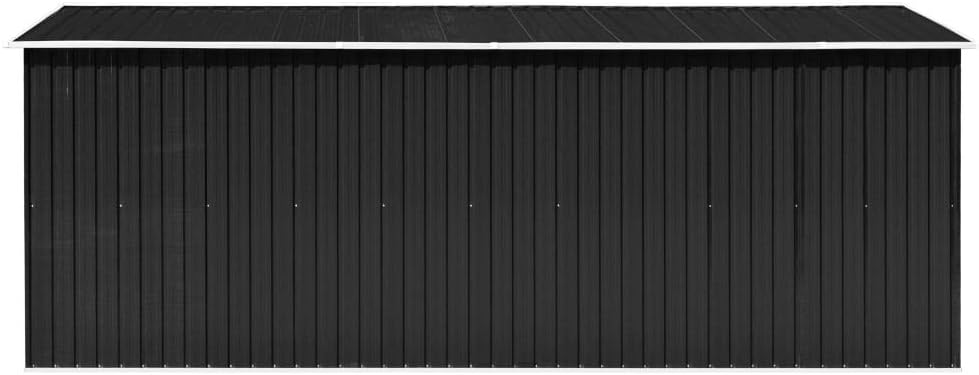 Abri de jardin métal anthracite - 257x489x181 cm - robuste, 105.6kg