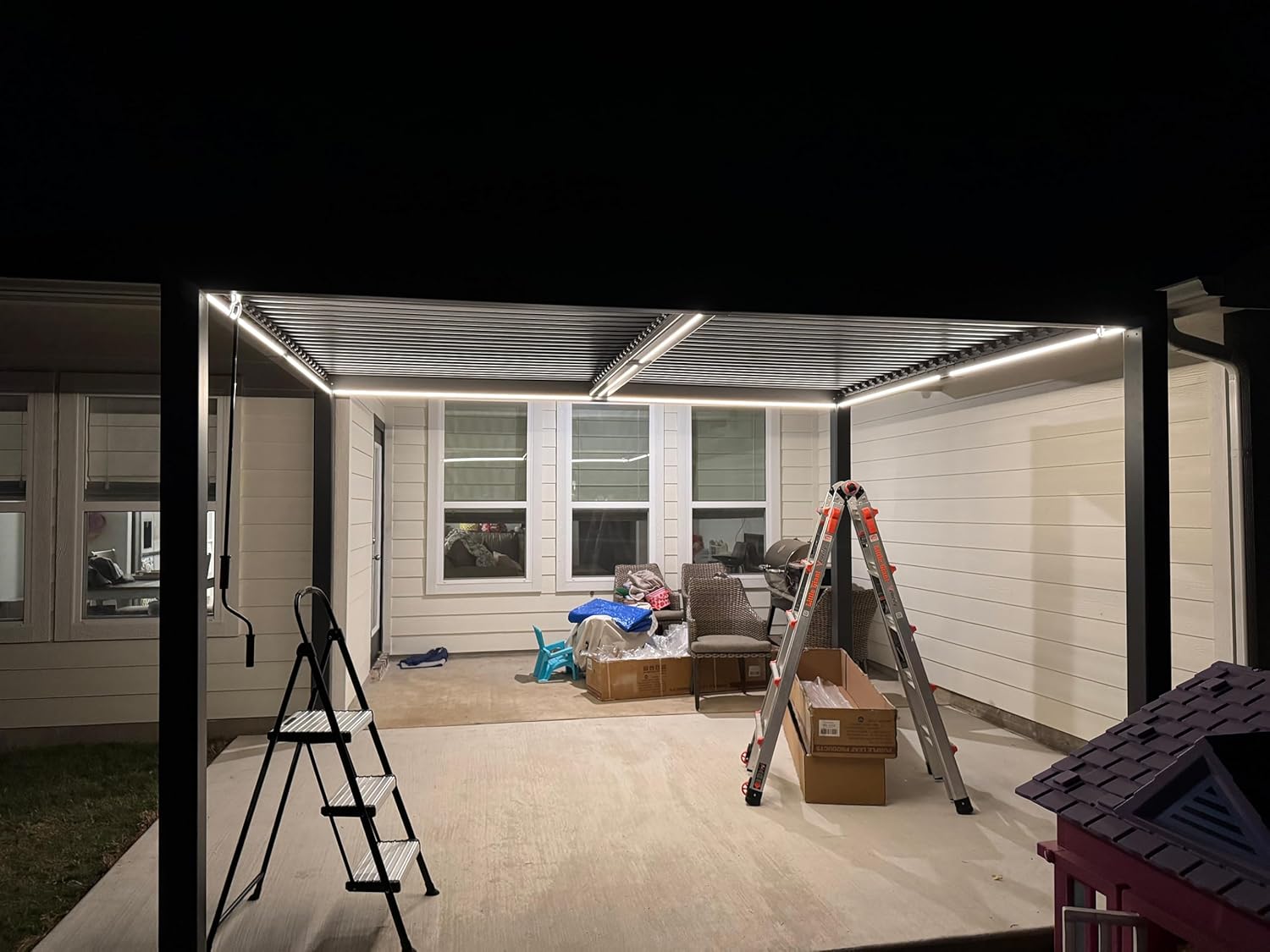 jardinite - Pergola bioclimatique - 3 x 3,65 m - aluminium, lames orientables, LED, imperméable