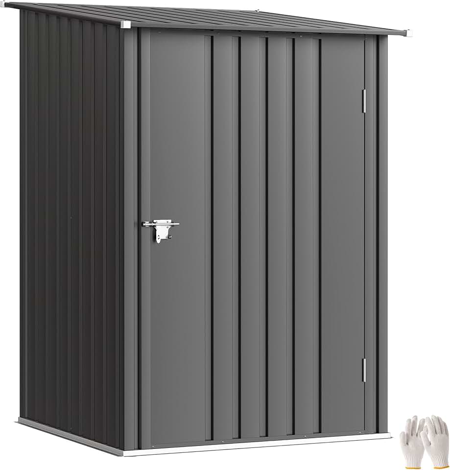 jardinite - abri de jardin compact 1m², acier ondulé, porte verrouillable, 1x1,03x1,6 m
