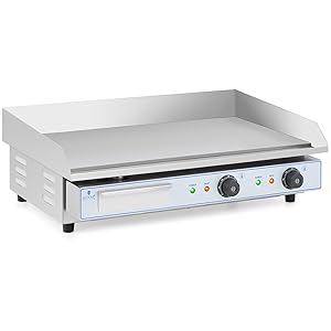 Plancha électrique professionnelle - Double - 730 x 400 mm - jardinite - Lisse - 2 x 2,200 W