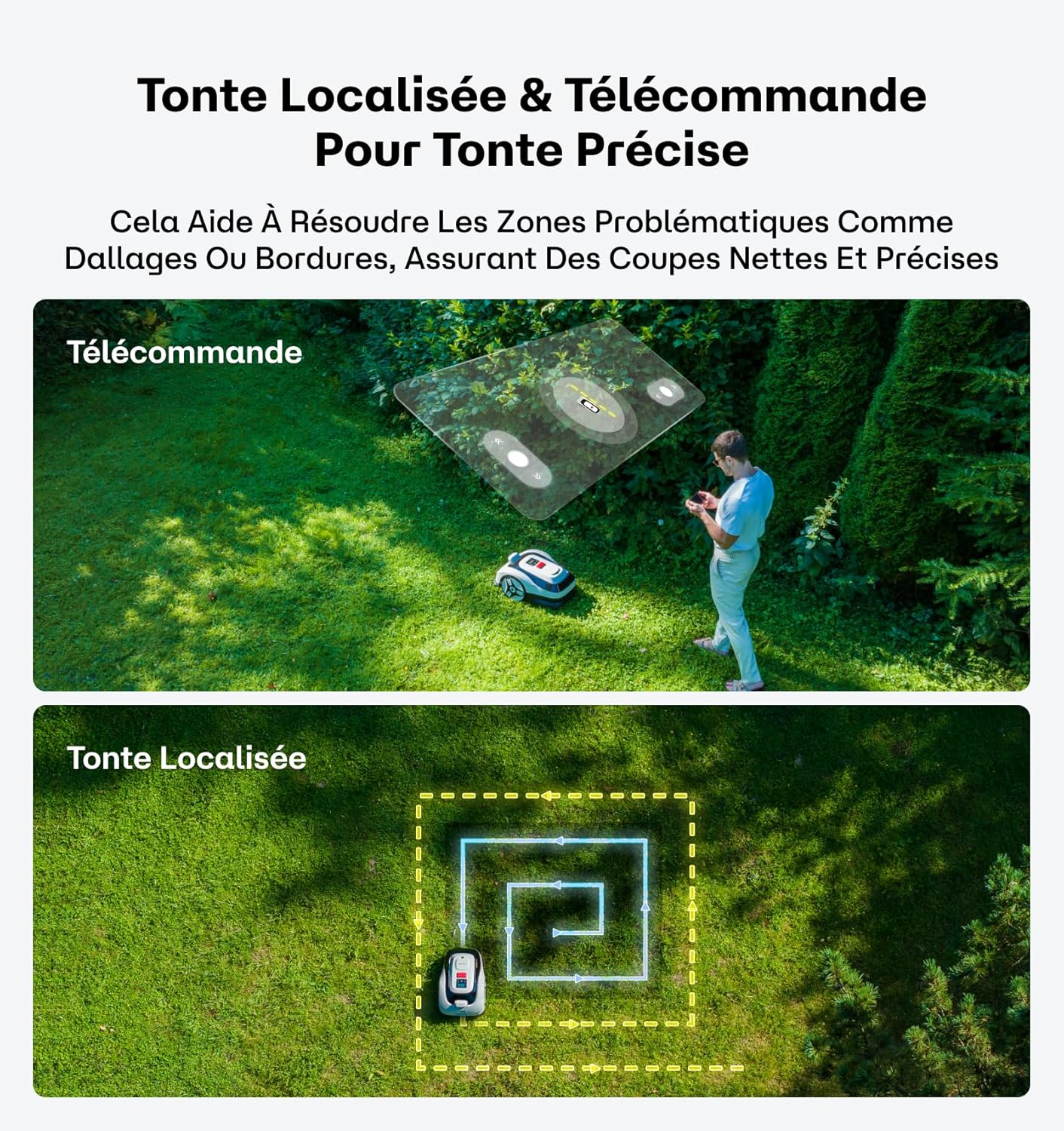 Raccoon - Robot Tondeuse 600m² - Vision sans RTK, U/Tonte, 5Ah Recharge, 150min Autonomie.