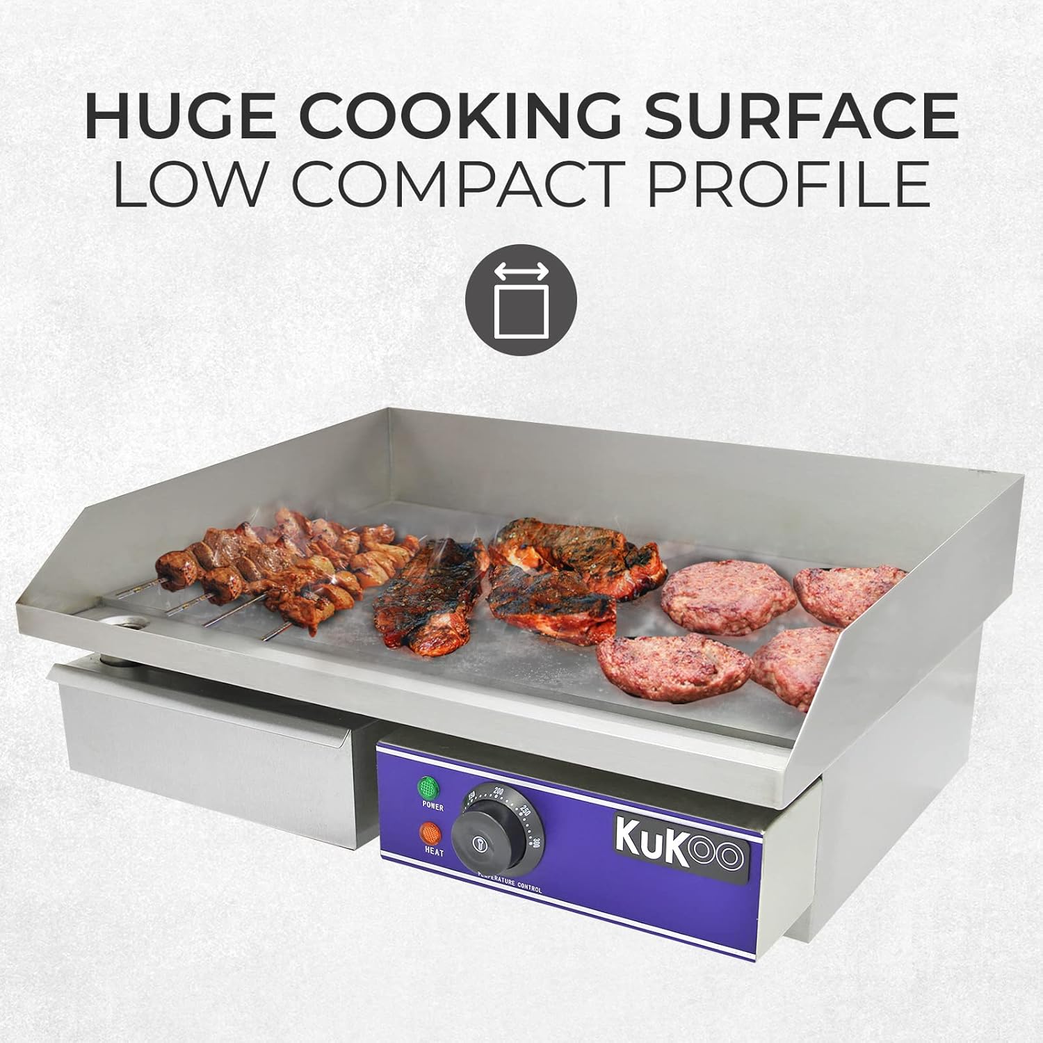 KuKoo - Plaque de cuisson professionnelle - 70cm - acier inoxydable